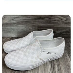 Vans Asher Sneakers Checkerboard Slip On White Mens 7.5 Women 9 Shoes 40